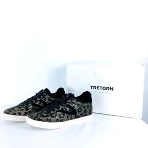Tretorn Callie4 Women Sneakers Black Velvet Metallic Leopard Print Faux Fur Sz 6